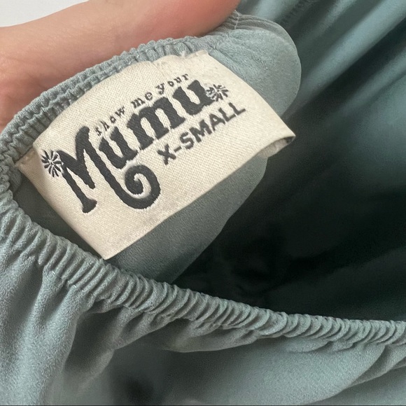 Show Me Your Mumu Heather Halter maxi dress blue silver sage crisp Bridesmaid XS - Picture 8 of 10